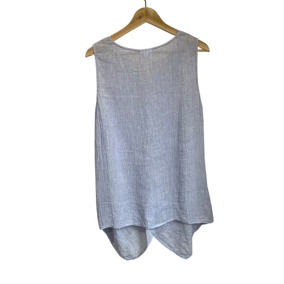 J.Jill Pure Linen Sleeveless Draped Top M Light Blue Summer Coastal Chic - Picture 2 of 6